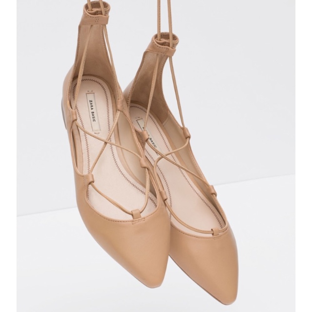 ZARA Lace Up Ballerina Flats